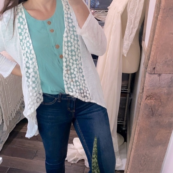 Cupio white knit cardigan size medium linen blend - Picture 3 of 9